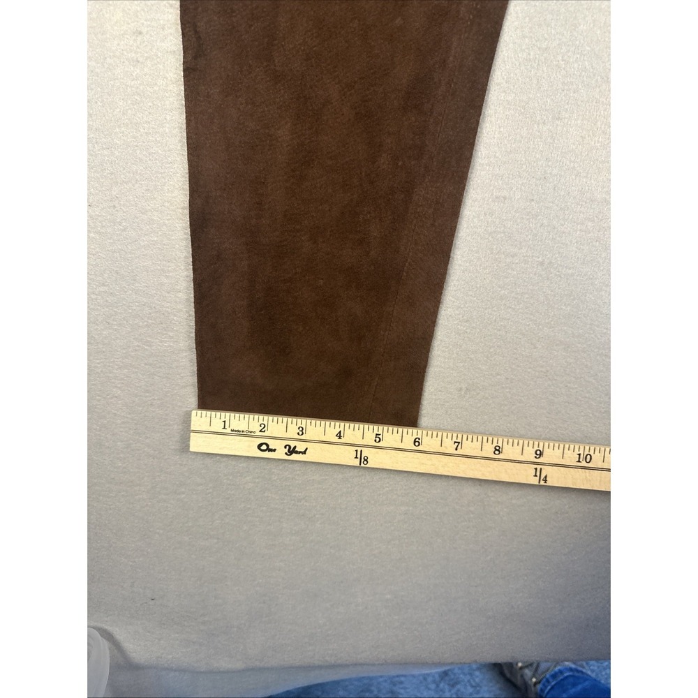 Vintage Exp Jeans By Express Suede Leather Pants W 1/2 High Rise Chocolate Brown - Picture 7 of 8